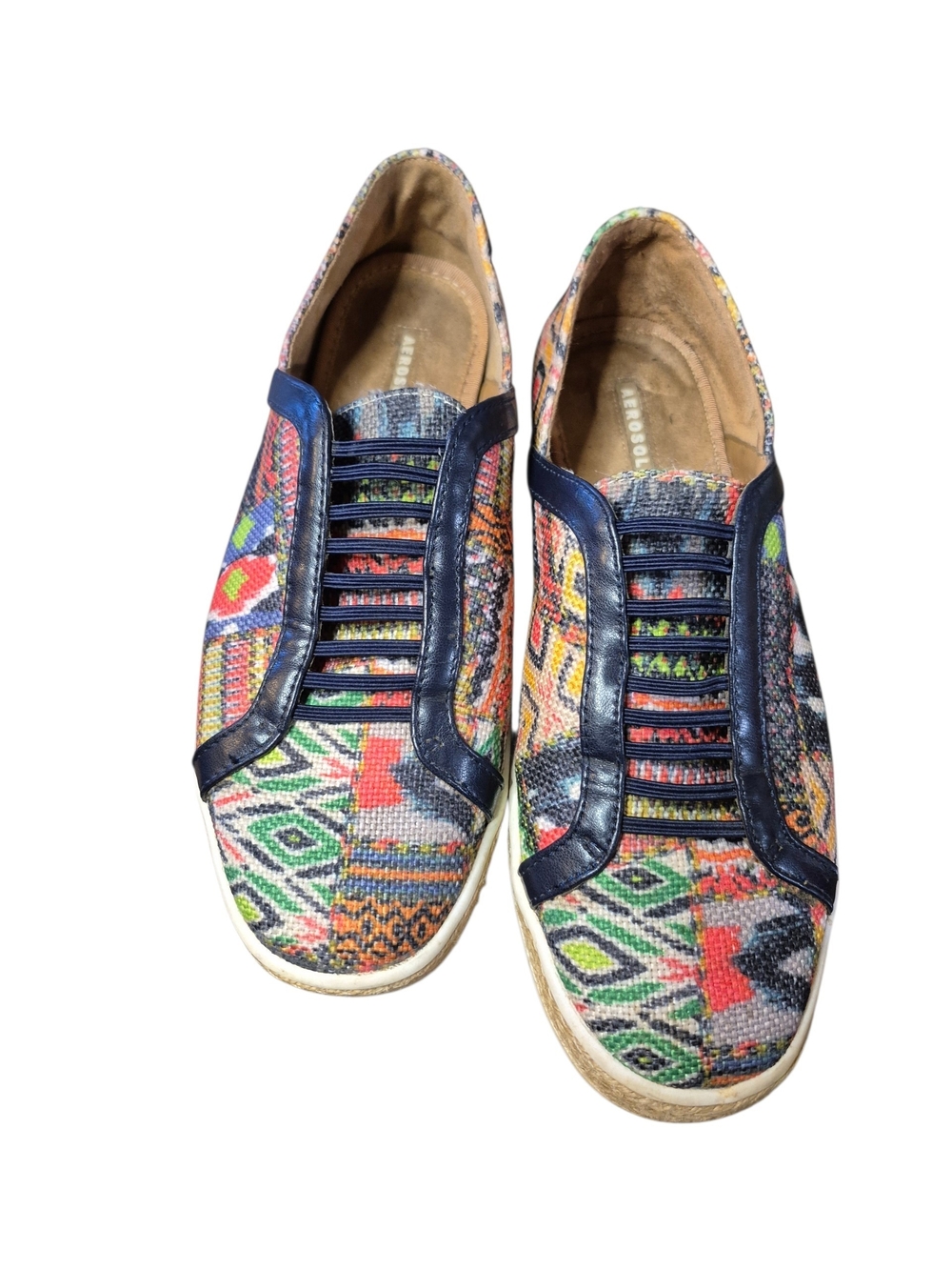 AEROSOLES Colorful Boho Woven Espadrille Sneakers 6.5M